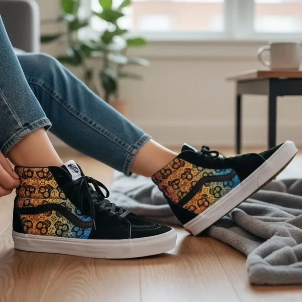 Vans SK8-Hi Dia De Los Muertos Day of Dead Sneakers Size Men’s 9.5 Women’s 11